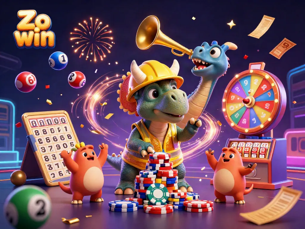 Experience the thrill of gambling at Zo win with dynamic characters celebrating big wins.