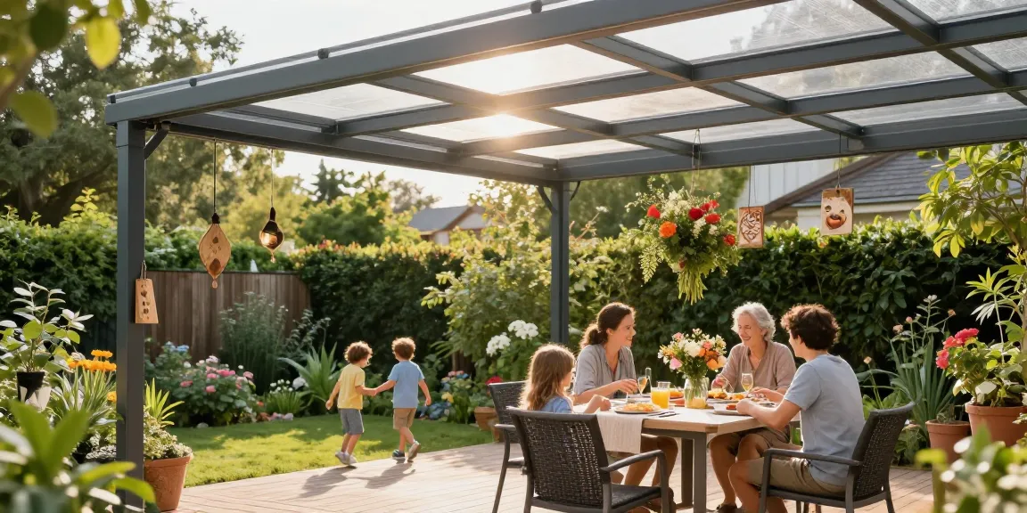Terrassenüberdachungen verbessern den Garten mit einer gemütlichen Atmosphäre für die Familie.