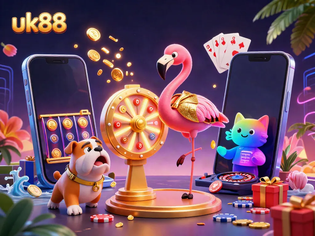 Experience thrilling slots and games at UK88 with an exciting prize wheel scene.