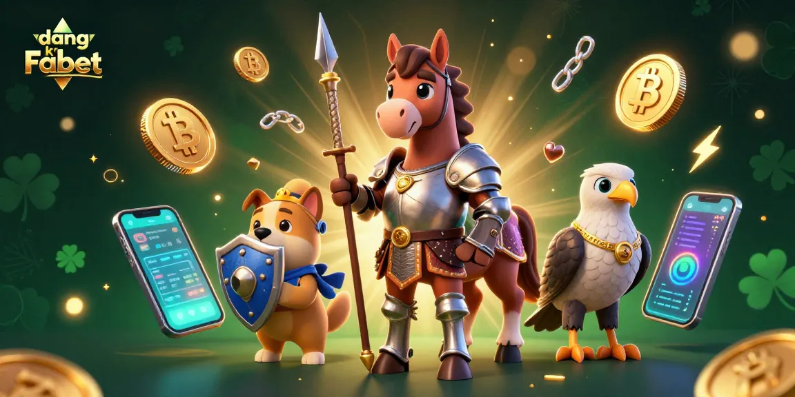 Join the fun with dang ky Fabet as the knight, puppy, and falcon explore crypto gaming adventures.
