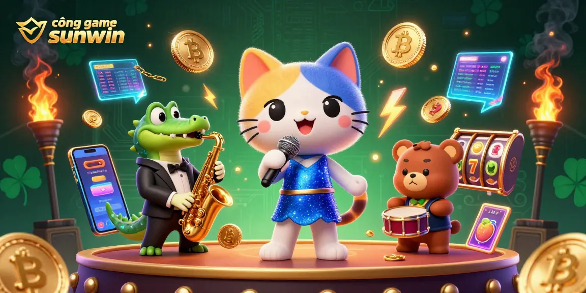 Experience thrilling gaming at cổng game sunwin with lively 3D casino characters and vibrant crypto motifs.